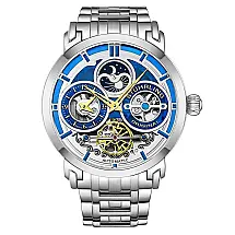 Relógio Masculino Stuhrling Luciano Automático 46mm Prata com Pulseira Aço Inoxidável