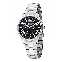 Relógio Stuhrling Lady Majestic 38mm, Mostrador Preto, Pulseira Aço Inoxidável Prateado com Fivela de Implantação