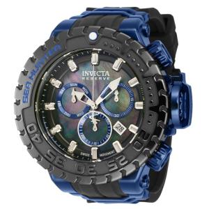 Relgio masculino reserva Sea Hunter Swiss Ronda Z60 calibre com mostrador madreprola - 57 mm. Preto. Azul Escuro 41012