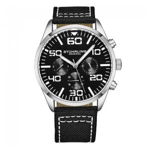 Relógio Masculino Stuhrling Aviador 4001 Quartzo 42mm com Cronográfo, Preto