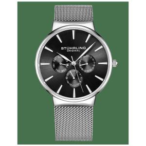 Relógio Masculino Stuhrling Monaco 3931 Quartzo 39mm, Prata e Preto
