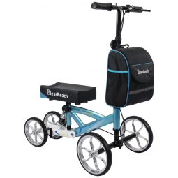 Andador de Joelho Direcionável até 136 kg com Freio Traseiro Duplo e Absorção de Choque, BlessReach, Azul