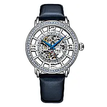 Relógio Automático Winchester 3941, Mostrador Prateado, Pulseira de Couro Azul Fivela Tang Prata by Stuhrling.