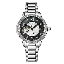 Relgio Automtico Perle 3951 de 36mm, Mostrador Prateado e Pulseira de Ao Inoxidvel Prateado com Fivela Implantvel - Stuhrling.
