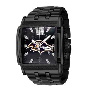 Relógio Masculino NFL Baltimore Ravens de Diamante de 1,47 quilates com Mostrador em Madrepérola, Invicta 42712, Preto
