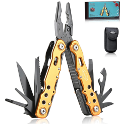 Alicate Multifuncional 12 em 1, Aço Inoxidável, ROVERTAC, Dourado