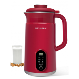 Máquina de Leite Vegetal 700mL com Limpeza Automática e Controle de Temperatura, Geniuslix, Vermelha