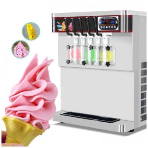 Máquina de Sorvete Profissional em Aço Inoxidável 40L por Hora com 5 Bicos e Tela LCD, 110V 2000W, Kolice, Prata