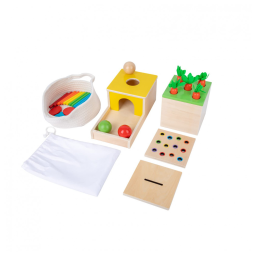 Brinquedo Montessori 4 em 1 com kit de Moedas, Jogo de Colheita de Cenoura e Palito de Fósforo, Jogo de Gota Colorido, Adena Montessori