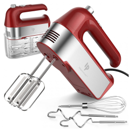 Batedeira de Mão Elétrica com Botão de Ejeção e 5 Velocidades, 110V 450W, LILPARTNER, Vermelha