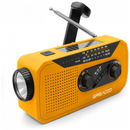 Rádio AM FM e NOAA 2000mAh Com Bateria Solar ou Manivela de Recarga USB Cor Laranja