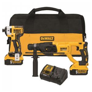 Kit Martelete Elétrico DCF133 e Chave de Impacto DCF887 com Bateria 20V MAX, Carregador e Bolsa de Transporte, DEWALT DCK233P2, Amarelo