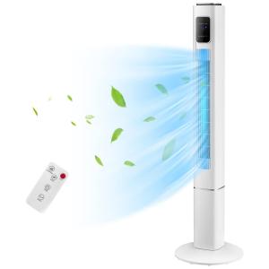 Ventilador de Torre com Controle Remoto, 3 Velocidades e 3 Modos, 60W 110V, Tangkula Branco