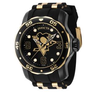 Relgio masculino Invicta NHL Pittsburgh Penguins 48mm, ouro e preto - ZG-42322.