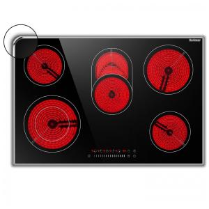 Cooktop Elétrico Karinear 76 cm, 8,4 kW com 5 Bocas, Cooktop Cerâmico Embutido com Vidro Temperado e Corpo Metálico, Fogão Versátil