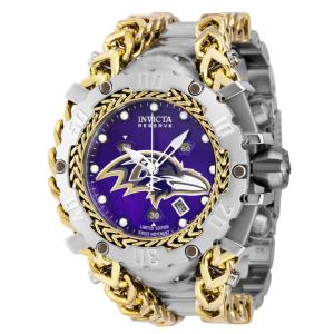 Relgio masculino reserva NFL Baltimore Ravens Swiss Ronda Z60 calibre com mostrador madreprola - 55,25 mm. Ao. Ouro