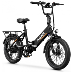Bicicleta Elétrica Aipas A2 Dobrável, Bicicleta Elétrica com Pneus Largos de 20 Polegadas, Motor de 750W, Bateria Removível de 48V