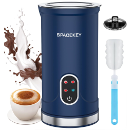 Espumador de Leite 4 em 1 Spacekey, Batedor e Aquecedor de Leite, Elétrico com Desligamento Automático, Modo Silencioso e Controle de