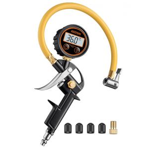 Medidor de Pressão de Pneus Digital AstroAI T1 com Inflador, Calibrado 3250 PSI, Engate Rápido, Amarelo