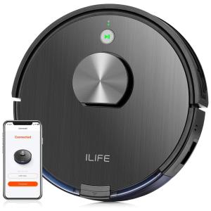 Aspirador de Pó Robô 2 em 1 com Wi Fi Sucção 2000Pa e Mapeamento, 110v, ILIFE A10, Preto