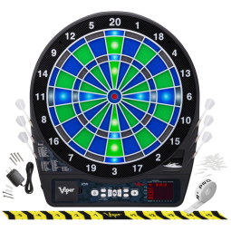 Jogo de Dardos Eletrônico Ion, Segmentos Iluminados, Jogos com Luzes, Cores Verde e Azul, Ultra Fino para Maior Área de Pontuação