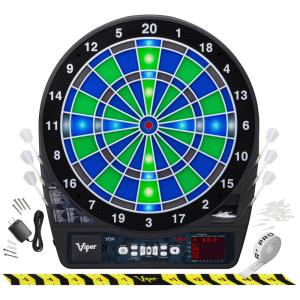 Jogo de Dardos Eletrônico Ion, Segmentos Iluminados, Jogos com Luzes, Cores Verde e Azul, Ultra Fino para Maior Área de Pontuação