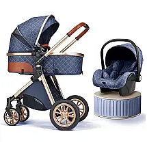 Carrinho de Bebê para Recém-Nascidos, Ajustável em Duas Direções e Dobrado Facilmente com um Clique, BEBECOSY, Azul