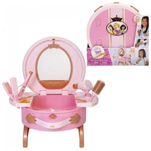 Maleta Penteadeira Salão de Beleza com Sons Realistas para Princesas da Disney, Rosa