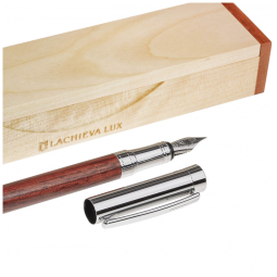 Caneta Tinteiro com Escrita Suave Ponta Média e Estojo, LACHIEVA LUX, Marrom