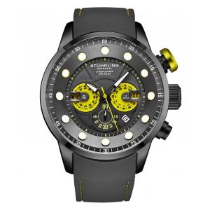 Relógio de pulso masculino Cronógrafo Força Aquática 50mm 4053, com mostrador, pulseira e moldura na cor cinza da marca Stuhrling.