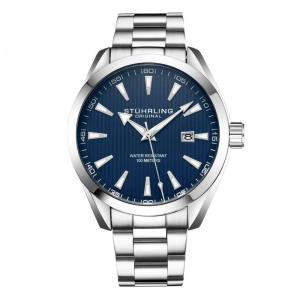Relógio Masculino Stuhrling Forte 3953 Quartzo 42mm, Prata e Azul
