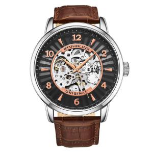 Relógio Masculino Stuhrling 3973 Automático 48mm, Marrom e Preto