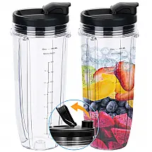 ABTER Jarra Substituto para Liquidificador Nutri Ninja 940ml com Tampa Sip Seal - Kit 2 Unidades