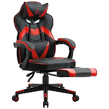 AJS Cadeira de Escritório Gamer Reclinável e Ergonômica com Apoio de Lombar e Braço, Vermelho