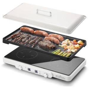 Cooktop Elétrico Portátil de Indução com 2 Bocas, 5 Níveis de Potência, Trava para Crianças e Temporizador, 110V 1800W, Razorri ICG01A