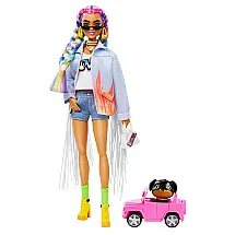 Boneca Extra 5 com Cachorrinho e 15 Acessórios para Crianças de 3 a 7 Anos, BARBIE GRN29, Rosa