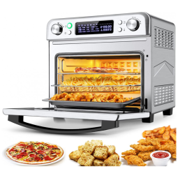 Forno Elétrico de Bancada 25L com 15 Funções e Tela LED 1700W, 110v, NICTEMAW, Prateado