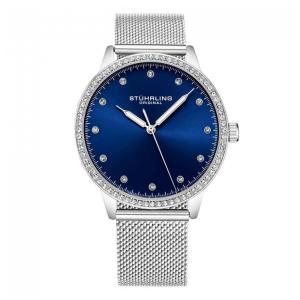 Relógio Stuhrling Dorset 38mm Azul com Pulseira Aço Inoxidável Prateado - Elegância e Durabilidade