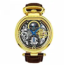 Relógio Masculino Stuhrling Modena 3954 Automático 46mm, Marrom e Dourado