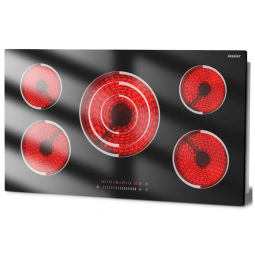 Cooktop elétrico vitrocerâmico 91cm 5 zonas Jessier 9200W touch slide anel triplo timer trava segurança 220V