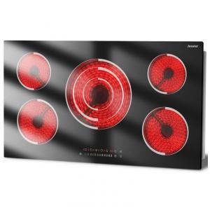 Cooktop elétrico vitrocerâmico 91cm 5 zonas Jessier 9200W touch slide anel triplo timer trava segurança 220V