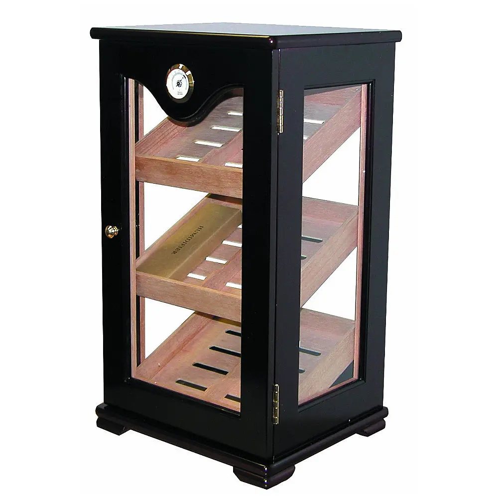 Expositor de Charutos Quality Importers Mogno Display 5 Vidro com 3 Bandejas de Cedro