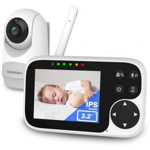 Babá Eletrônica com Bateria de 20H, Visor LCD, sem WIFI, Alcance de 304 Metros, Bivolt, HelloBaby, Branca