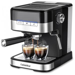 Máquina de Café Expresso Reservatório 1,5L 15 Bar com Vaporizador 850W, 110v, CUISINSTAR, Preto