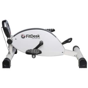 Mini Bicicleta Ergométrica Ideal Para Idosos e Treino de Braço, Perna com Painel Digital e 8 Níveis de Resistência, FITDESK, Branco