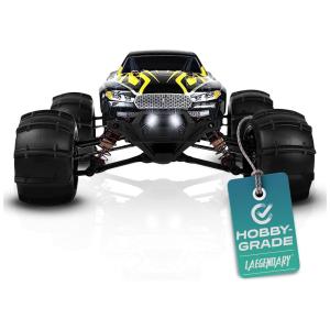 Carro de Controle Remoto 4x4 Escala 1:16 com 2 Baterias e Motor sem Escova, LAEGENDARY, Preto e Amarelo