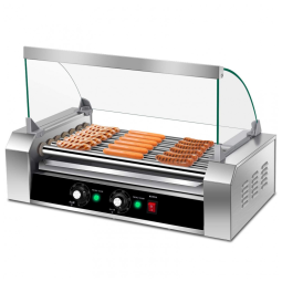 Máquina de Salsicha Profissional em Aço Inoxidável até 18 Unidades, 1200W, 110v, HAPPYGRILL, Prateado