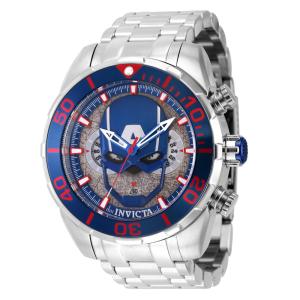 Relógio Masculino Analógico de Quartzo 50mm, Invicta Marvel Captain America 43052, Prata