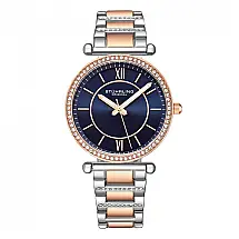 Relógio Stuhrling Aria 3905 36mm Mostrador Azul Pulseira Aço Inoxidável Rosé Feminino