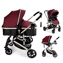 Carrinho de Bebê Conversível 2 em 1 com Dossel Ajustável para Recém Nascido, PEARLOVE, Cáqui